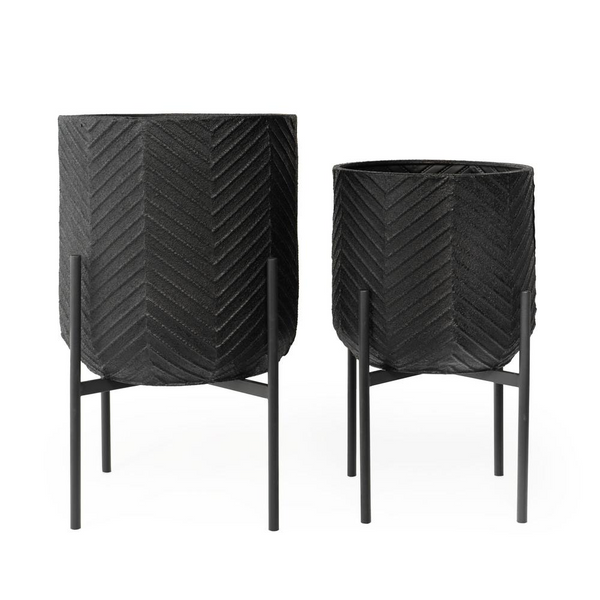 Ginkgo Metal Floor Planters-Set of 2