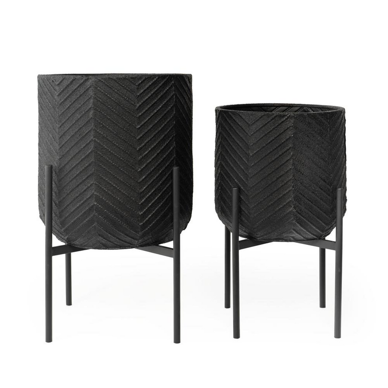Ginkgo Metal Floor Planters-Set of 2