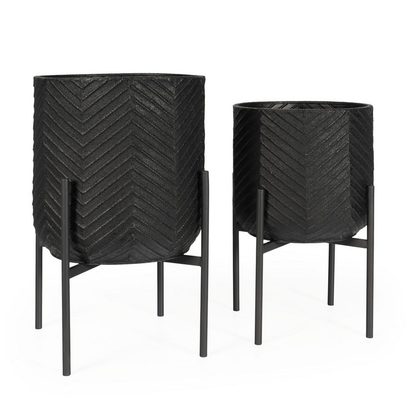 Ginkgo Metal Floor Planters-Set of 2