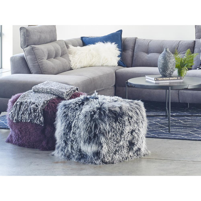 Black Snow Lamb Fur Pouf
