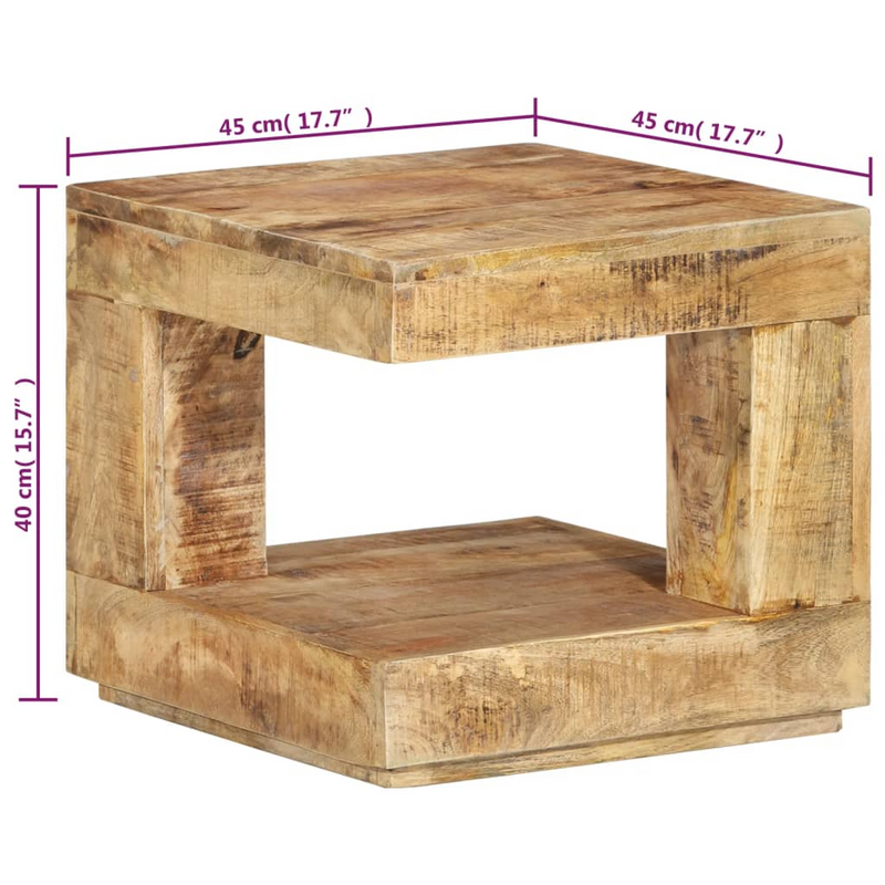 vidaXL Coffee Table 17.7"x17.7"x15.7" Solid Wood Mango