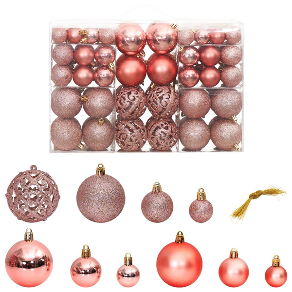 Christmas Pink/Rose Bauble 100-Piece Set