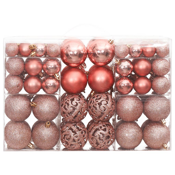 Christmas Pink/Rose Bauble 100-Piece Set