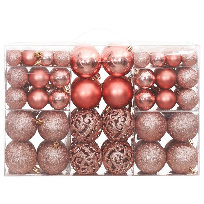 Christmas Pink/Rose Bauble 100-Piece Set