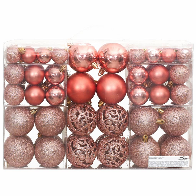 Christmas Pink/Rose Bauble 100-Piece Set