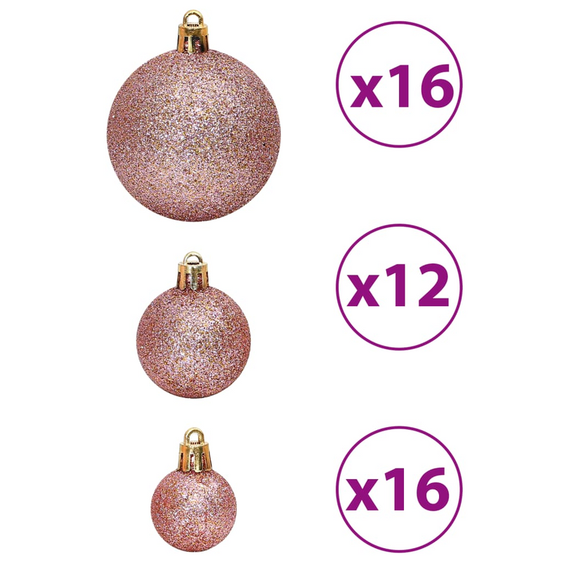 Christmas Pink/Rose Bauble 100-Piece Set