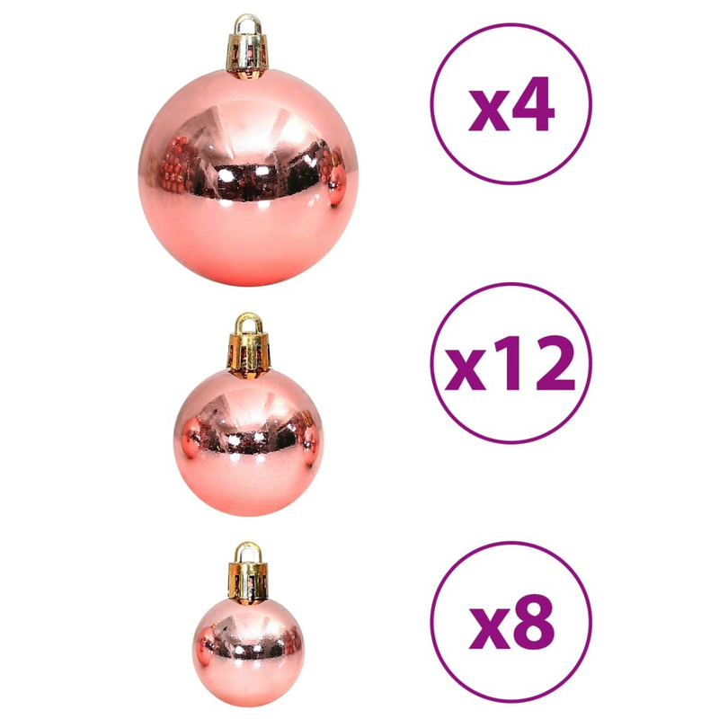 Christmas Pink/Rose Bauble 100-Piece Set