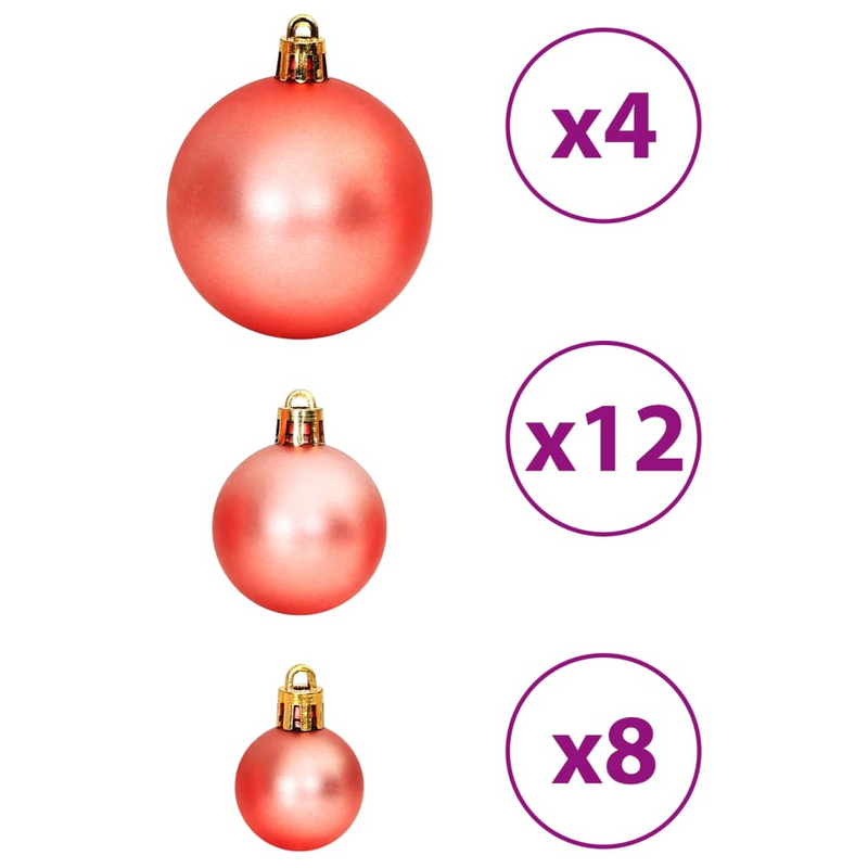 Christmas Pink/Rose Bauble 100-Piece Set
