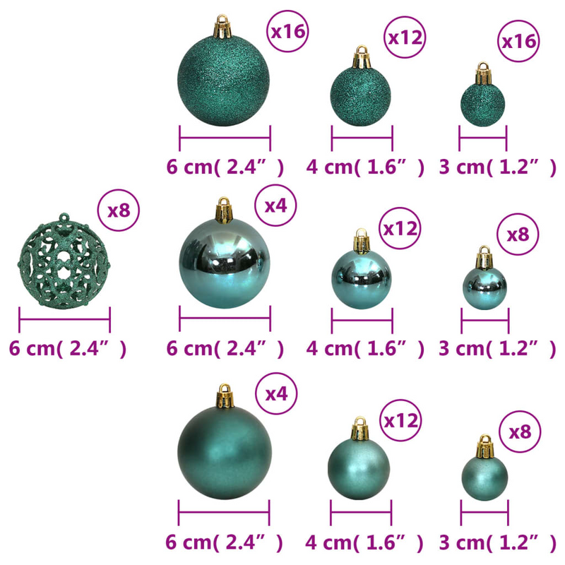 Christmas Green Bauble 100-Piece Set