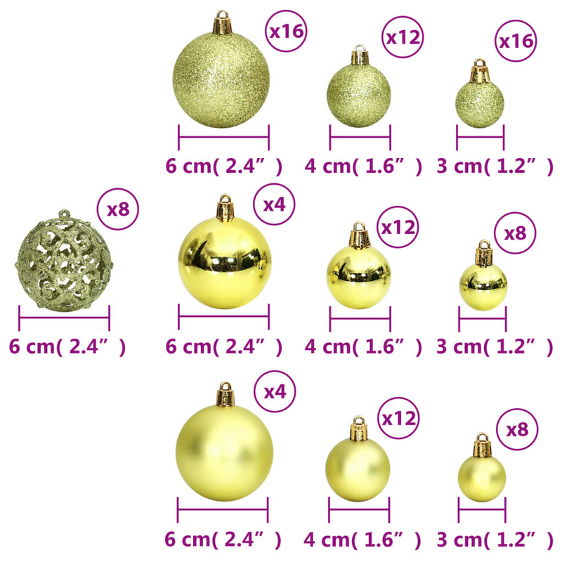 Christmas Light Green Bauble 100-Piece Set