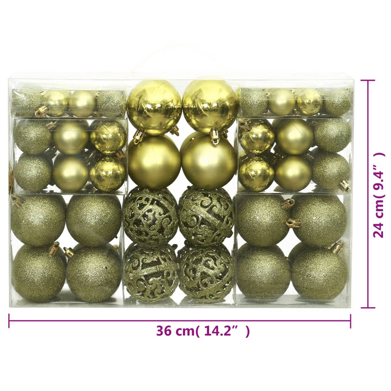Christmas Light Green Bauble 100-Piece Set