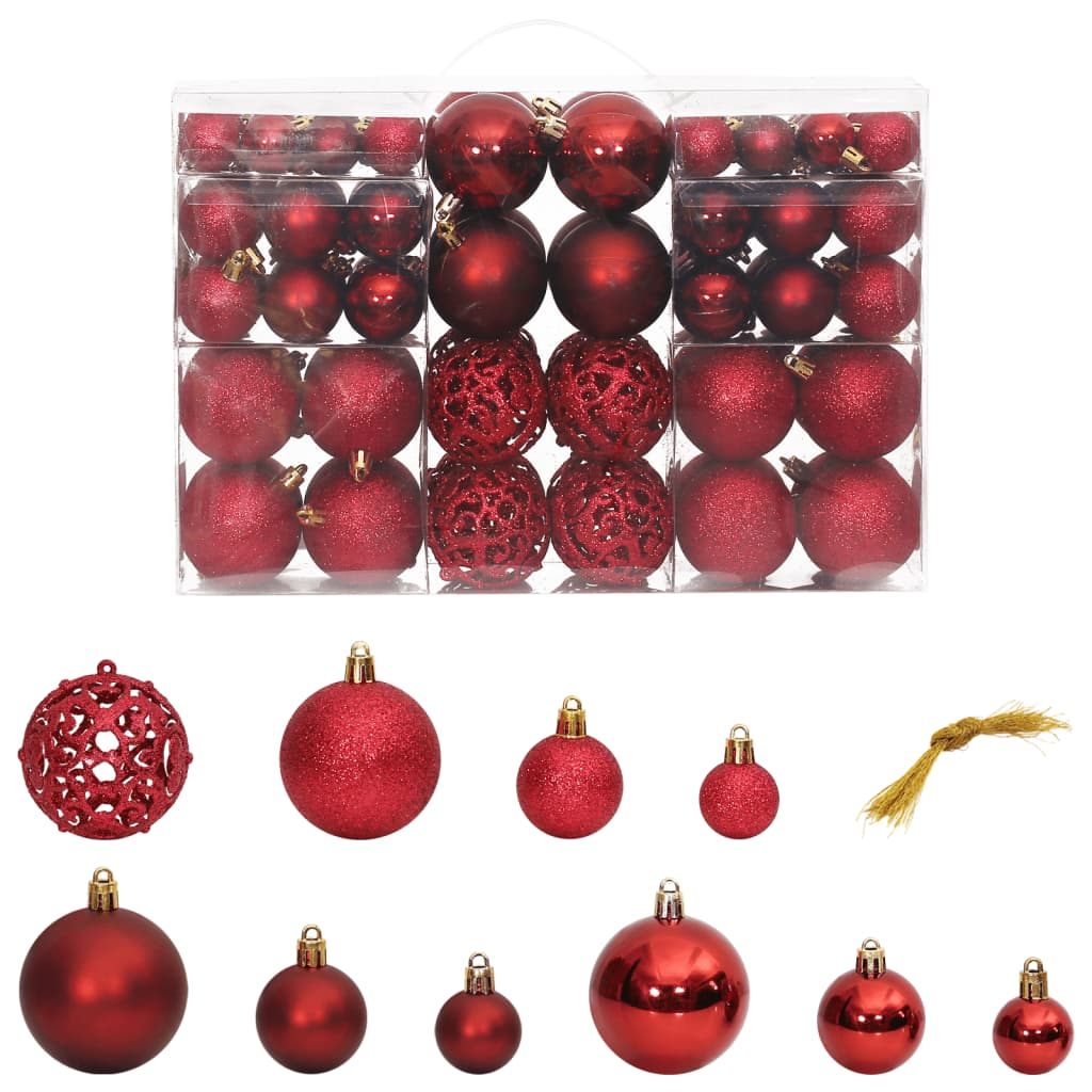 Christmas Wine Red Bauble 100-Piece Set