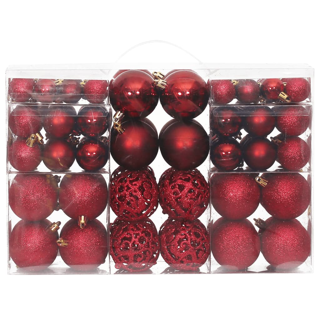 Christmas Wine Red Bauble 100-Piece Set