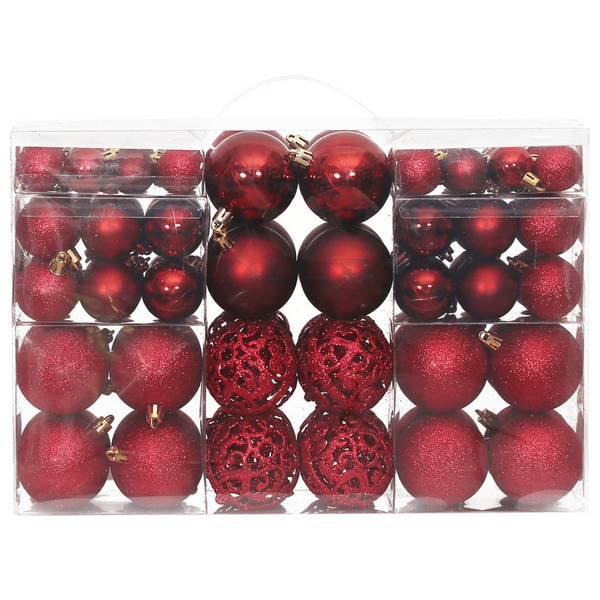 Christmas Wine Red Bauble 100-Piece Set
