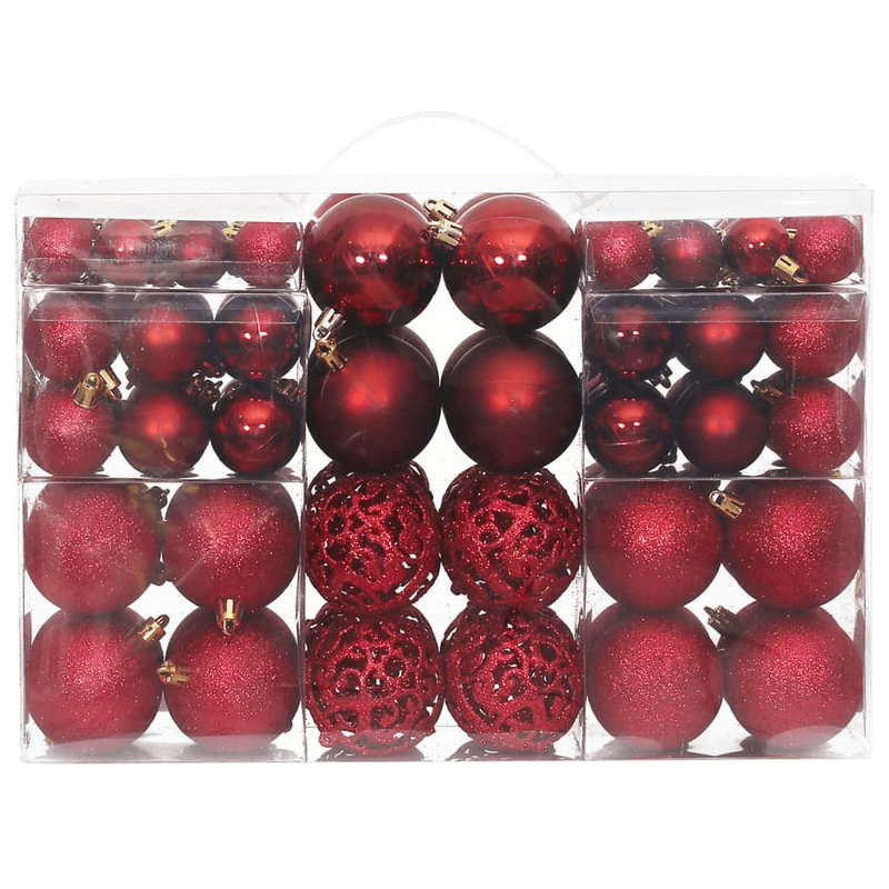 Christmas Wine Red Bauble 100-Piece Set