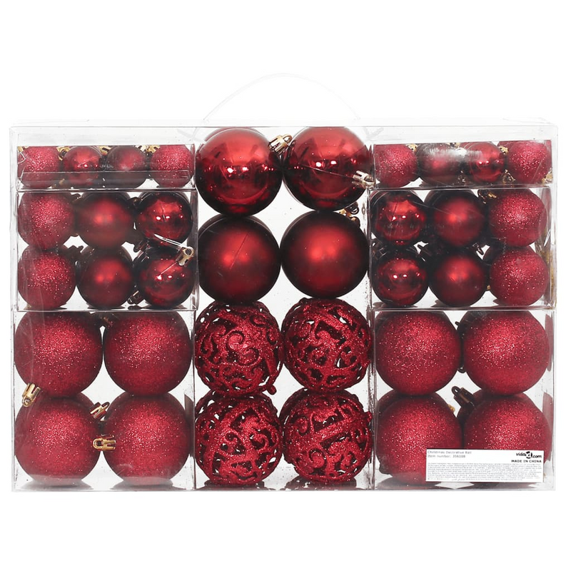 Christmas Wine Red Bauble 100-Piece Set