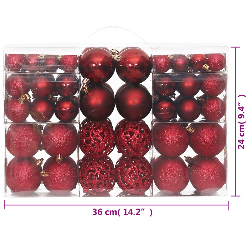 Christmas Wine Red Bauble 100-Piece Set