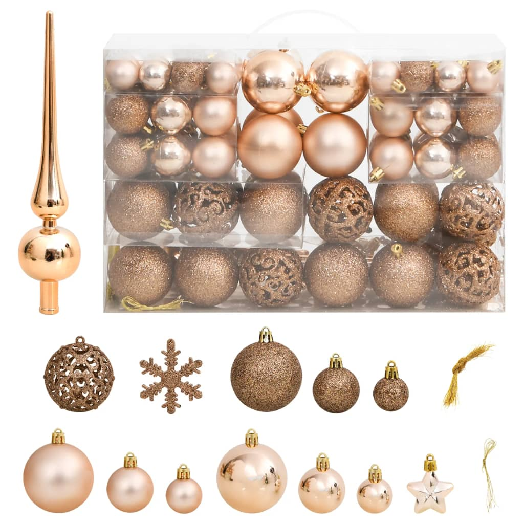 Christmas Rose Gold Bauble 111-Piece Set
