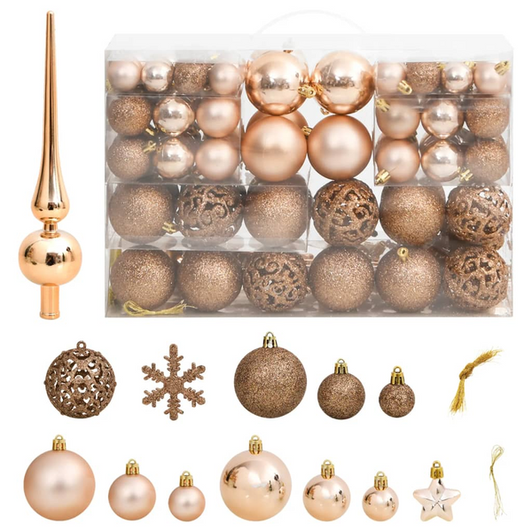 Christmas Rose Gold Bauble 111-Piece Set