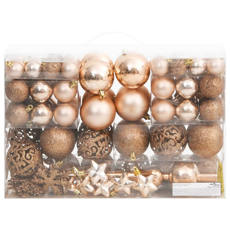 Christmas Rose Gold Bauble 111-Piece Set