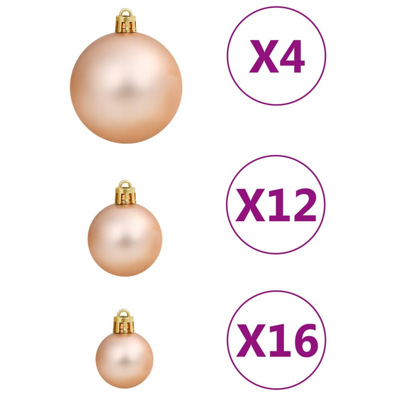 Christmas Rose Gold Bauble 111-Piece Set