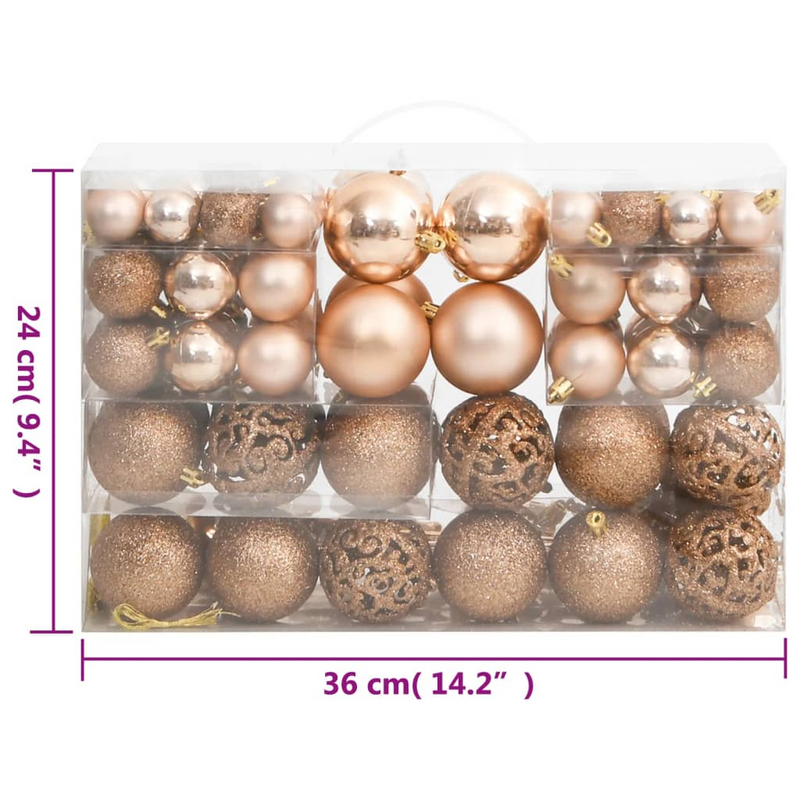 Christmas Rose Gold Bauble 111-Piece Set