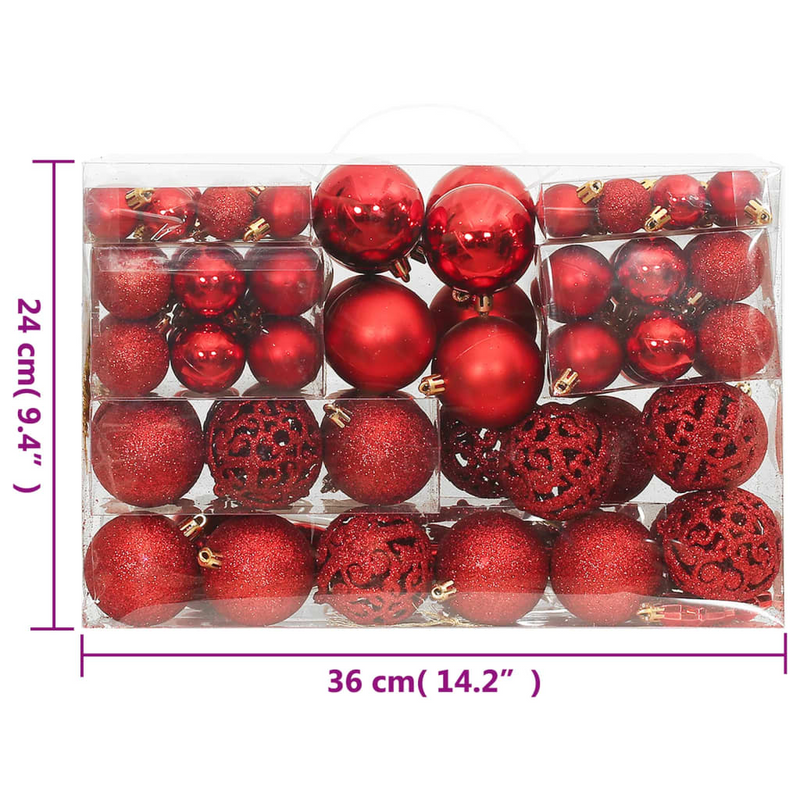 Christmas Red Bauble 111-Piece Set