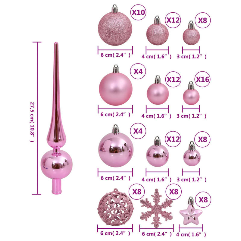Christmas Pink Bauble 111-Piece Set