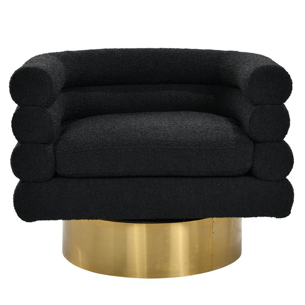 Elysian Black Boucle Bliss Swivel Accent Chair