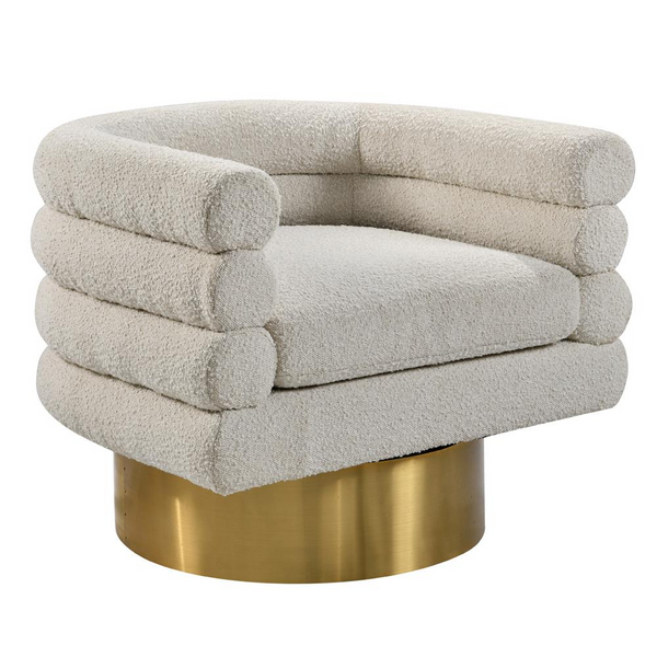 Elysian Cream Boucle Bliss Swivel Accent Chair