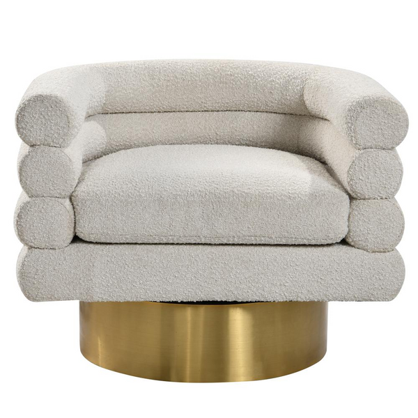 Elysian Cream Boucle Bliss Swivel Accent Chair