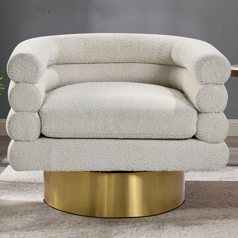 Elysian Cream Boucle Bliss Swivel Accent Chair