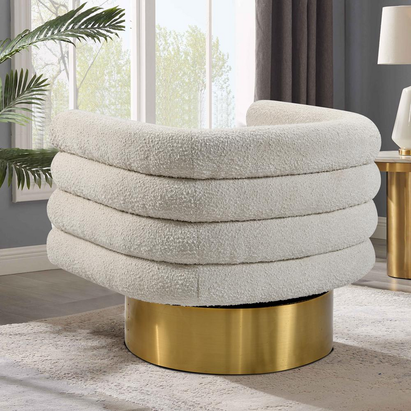 Elysian Cream Boucle Bliss Swivel Accent Chair