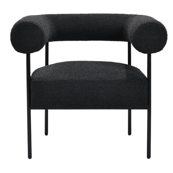 Shena Noir Boucle Accent Chair with Sleek Black Legs