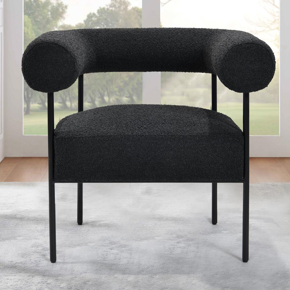 Shena Noir Boucle Accent Chair with Sleek Black Legs