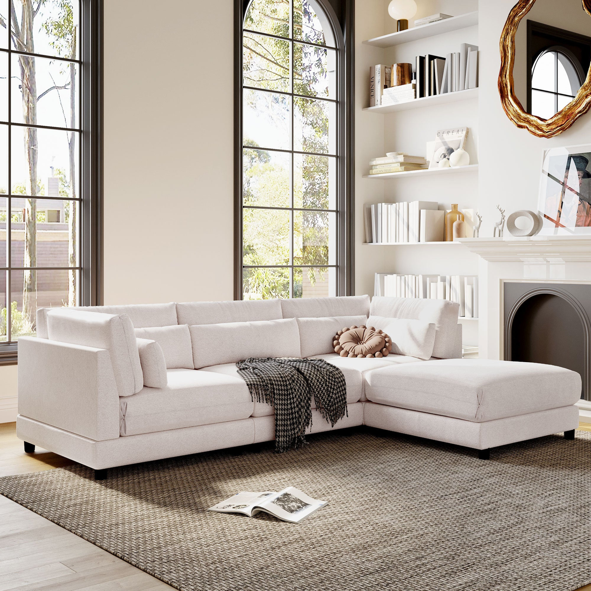 Cozy L-Sectional with Supportive Pillows