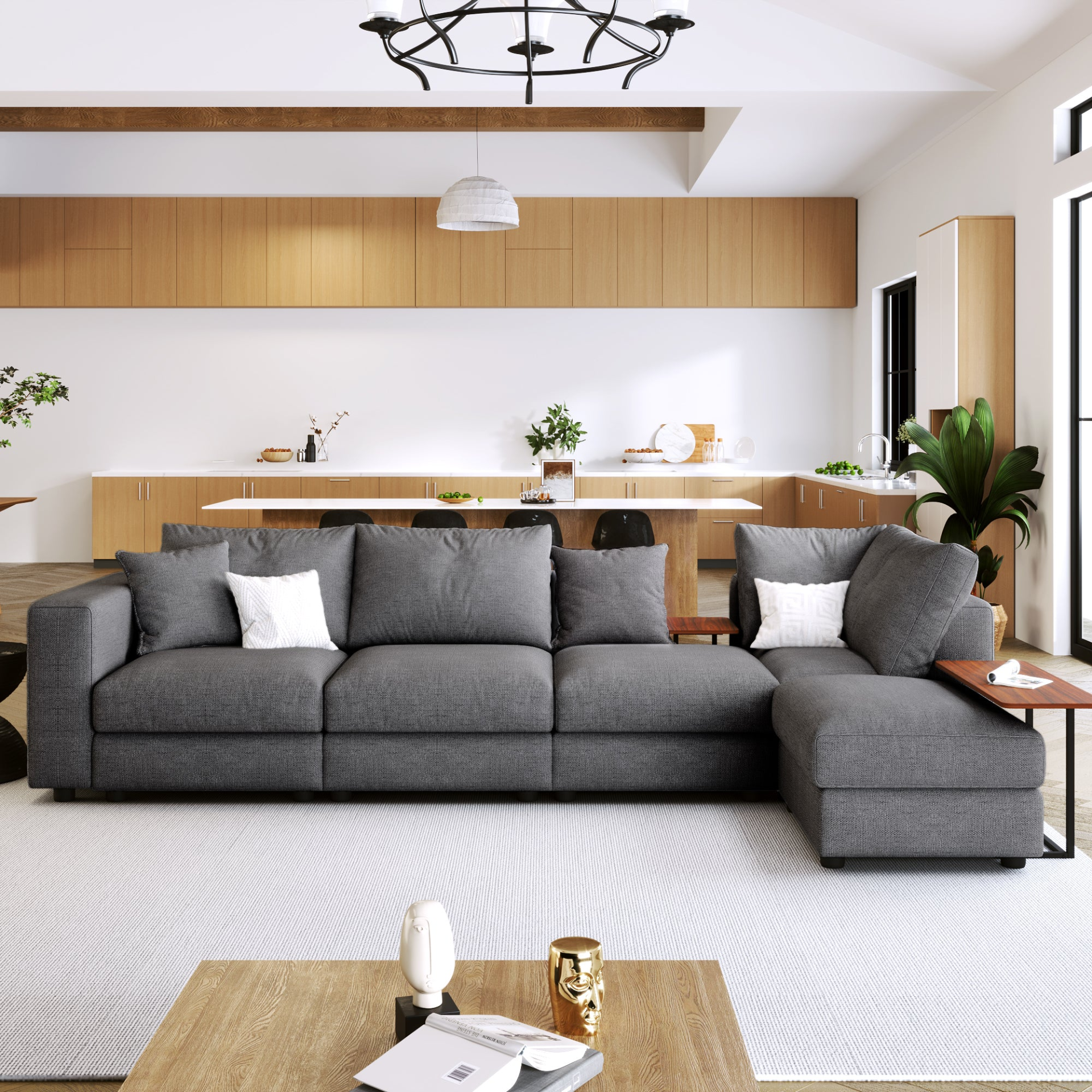 Modern Comfort Package L-Shape Sectional & Tables