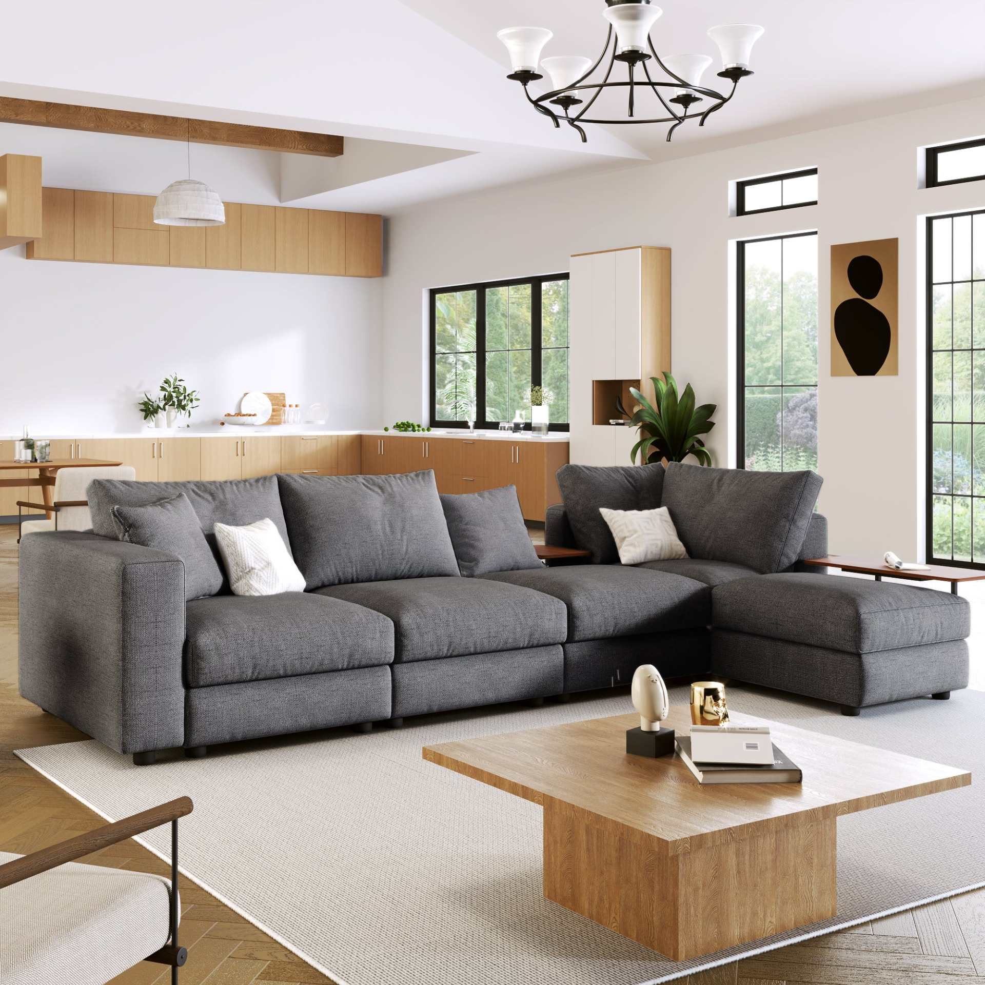 Modern Comfort Package L-Shape Sectional & Tables