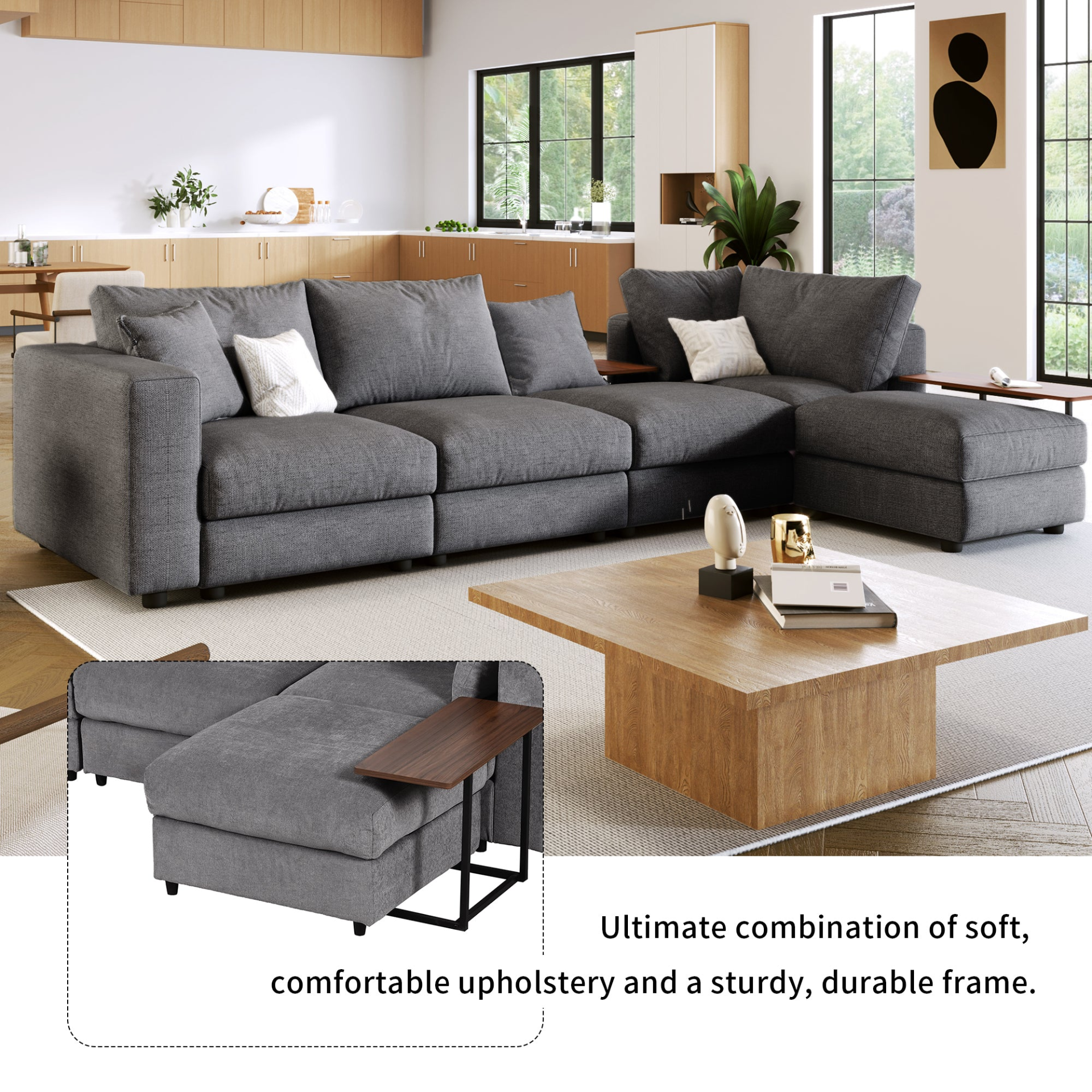 Modern Comfort Package L-Shape Sectional & Tables