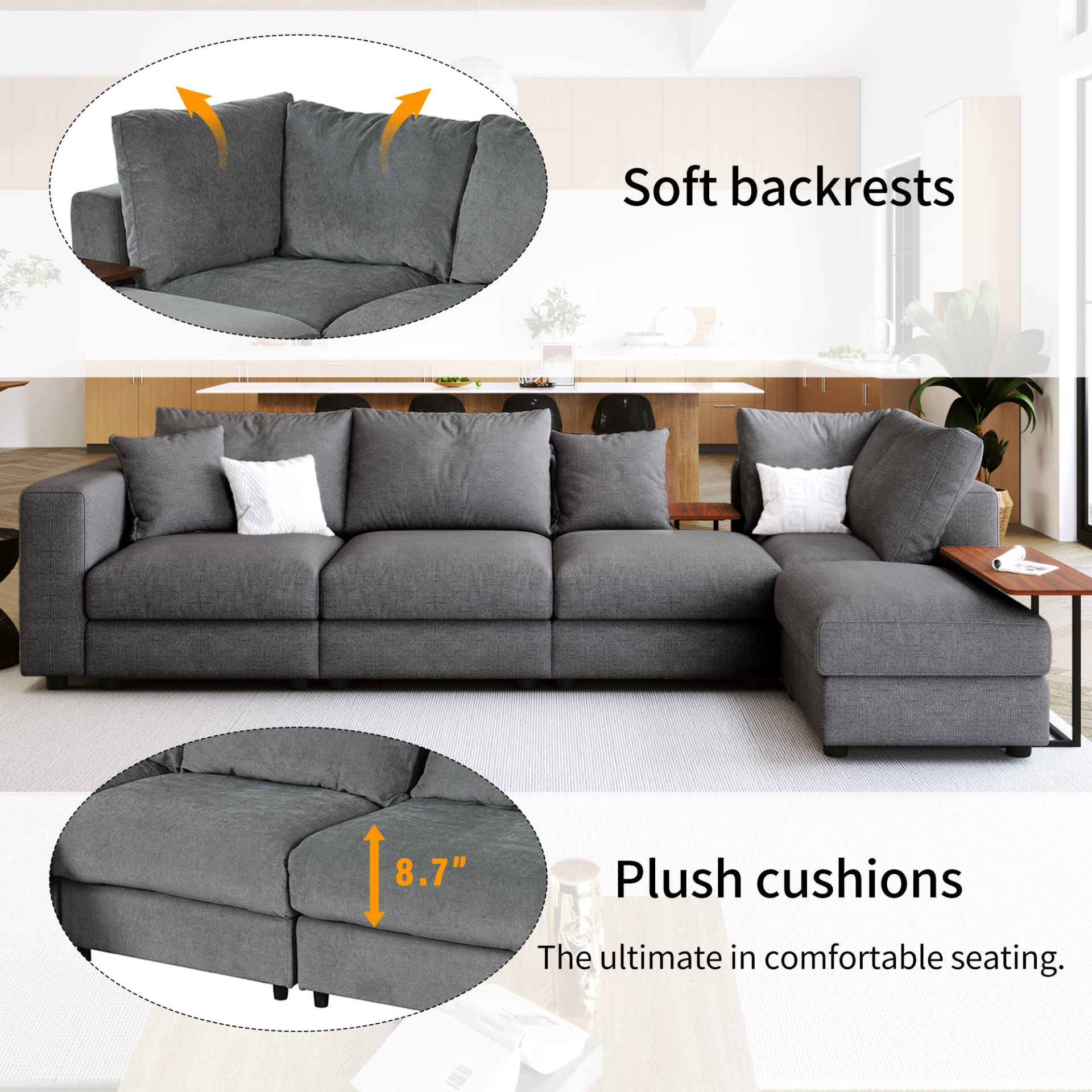 Modern Comfort Package L-Shape Sectional & Tables