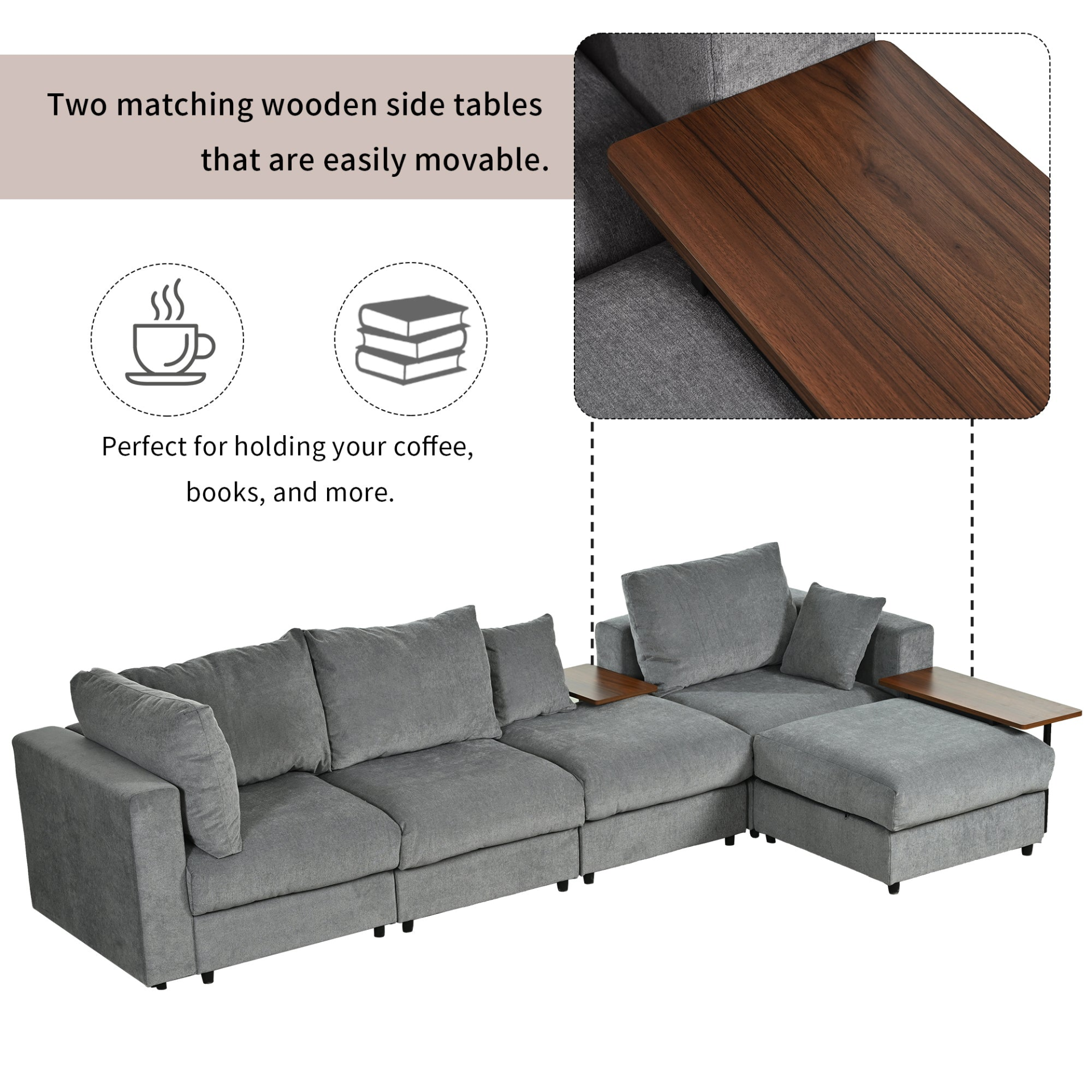 Modern Comfort Package L-Shape Sectional & Tables