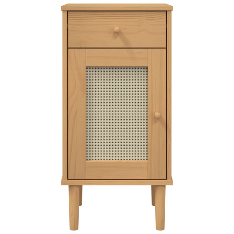 vidaXL Bedside Cabinet SENJA Rattan Look Brown 15.7"x13.8"x31.5" Solid Wood Pine