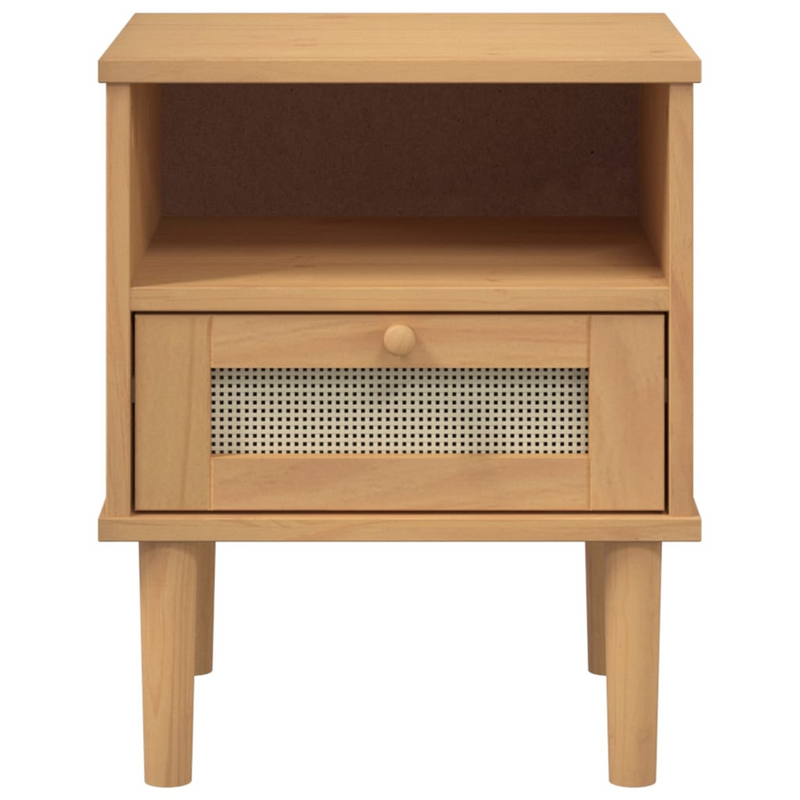 vidaXL Bedside Cabinet SENJA Rattan Look Brown 15.7"x13.8"x18.9" Solid Wood Pine