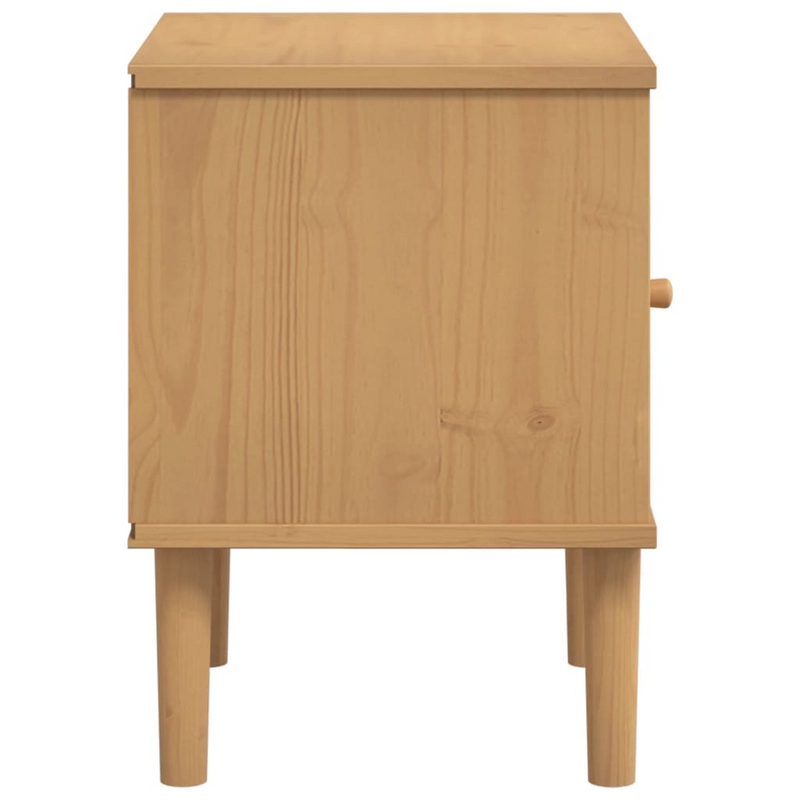 vidaXL Bedside Cabinet SENJA Rattan Look Brown 15.7"x13.8"x18.9" Solid Wood Pine
