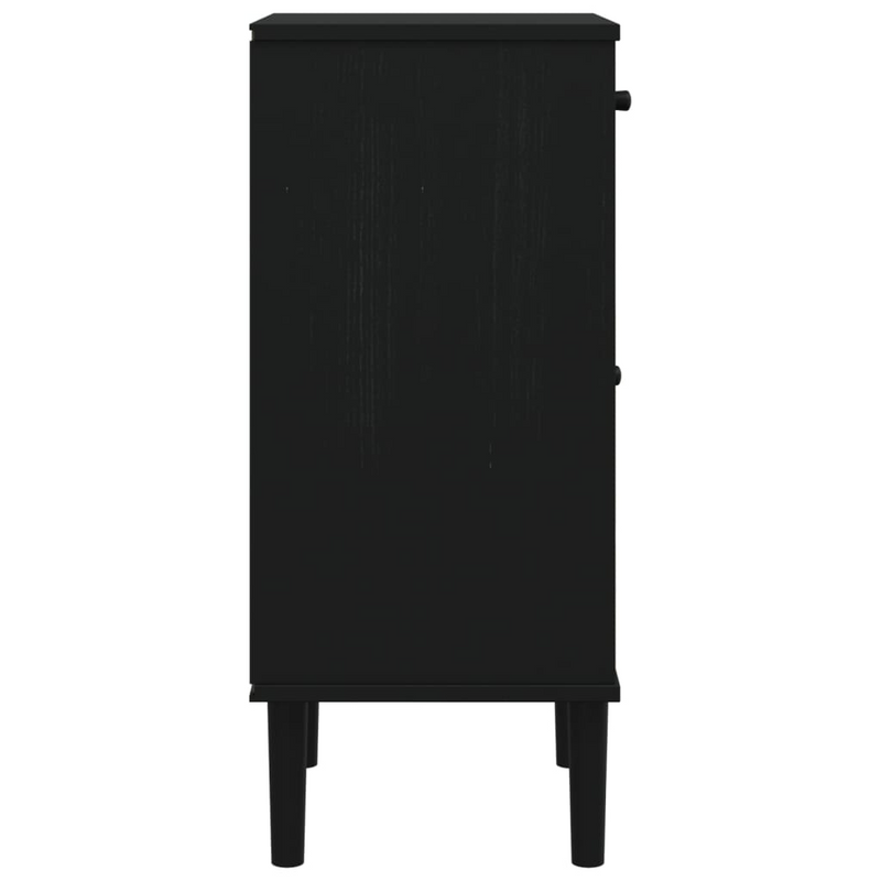 vidaXL Bedside Cabinet SENJA Rattan Look Black 15.7"x13.8"x31.5" Solid Wood Pine