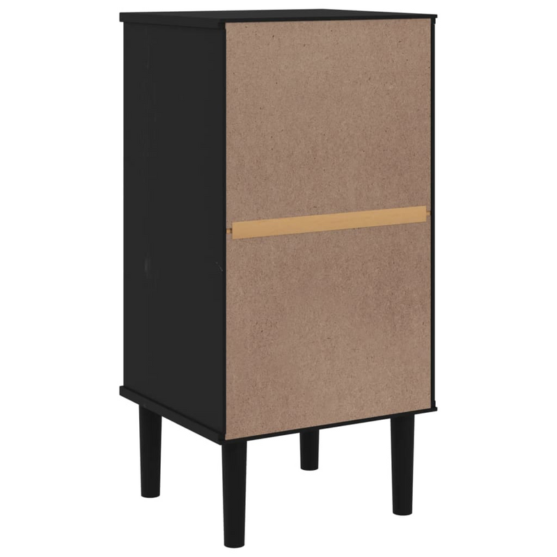 vidaXL Bedside Cabinet SENJA Rattan Look Black 15.7"x13.8"x31.5" Solid Wood Pine