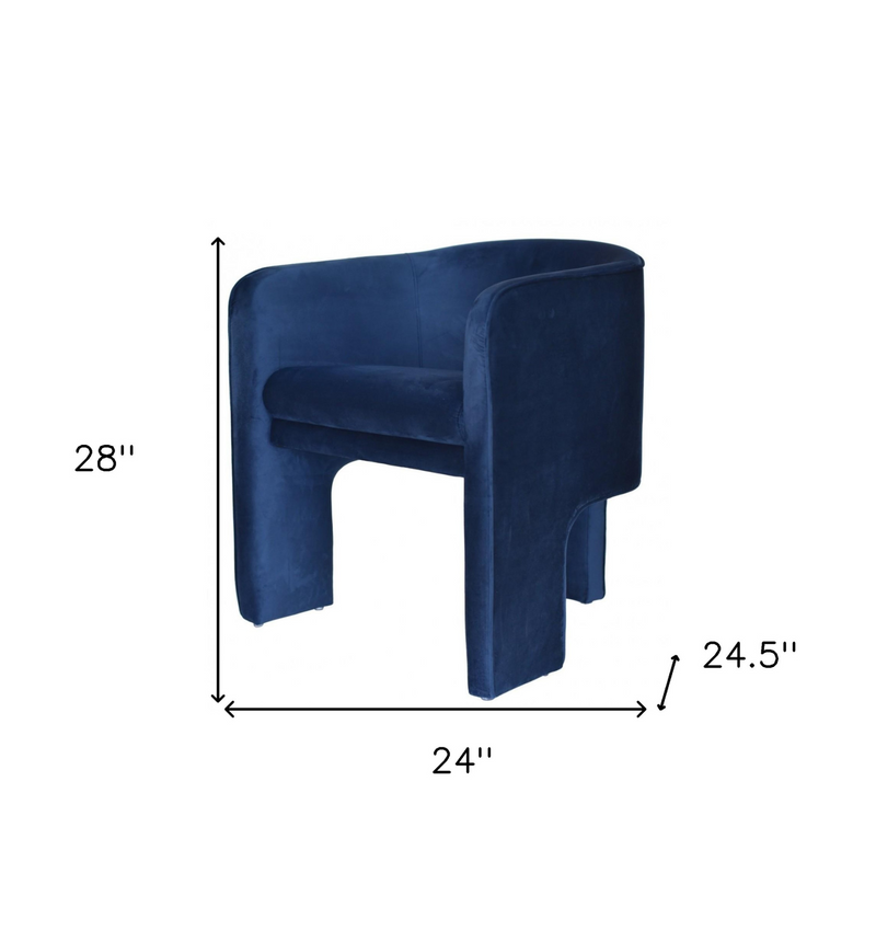 Harlow Contemporary Royal Blue Velvet Three-Legged Armchair
