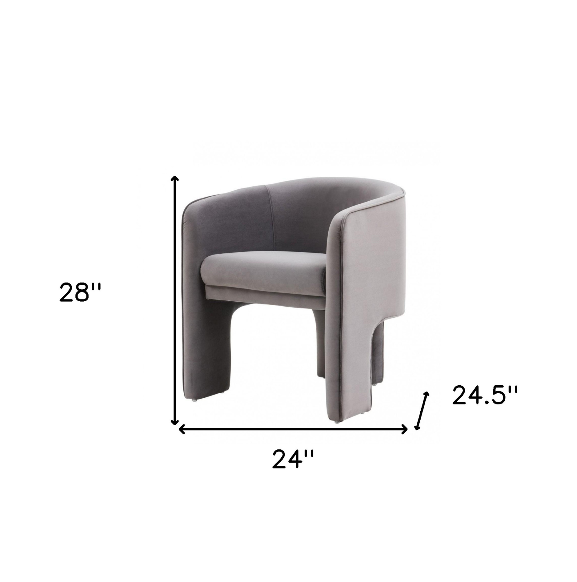 Harlow Contemporary Dark Gray Velvet Three-Legged Armchair