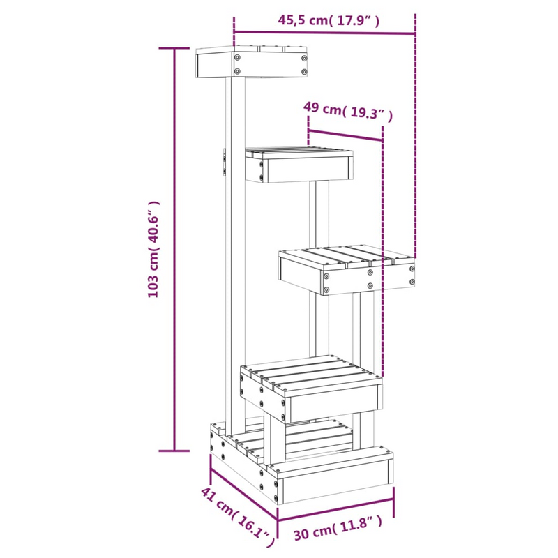 vidaXL Cat Tree White 17.9"x19.3"x40.6" Solid Wood Pine