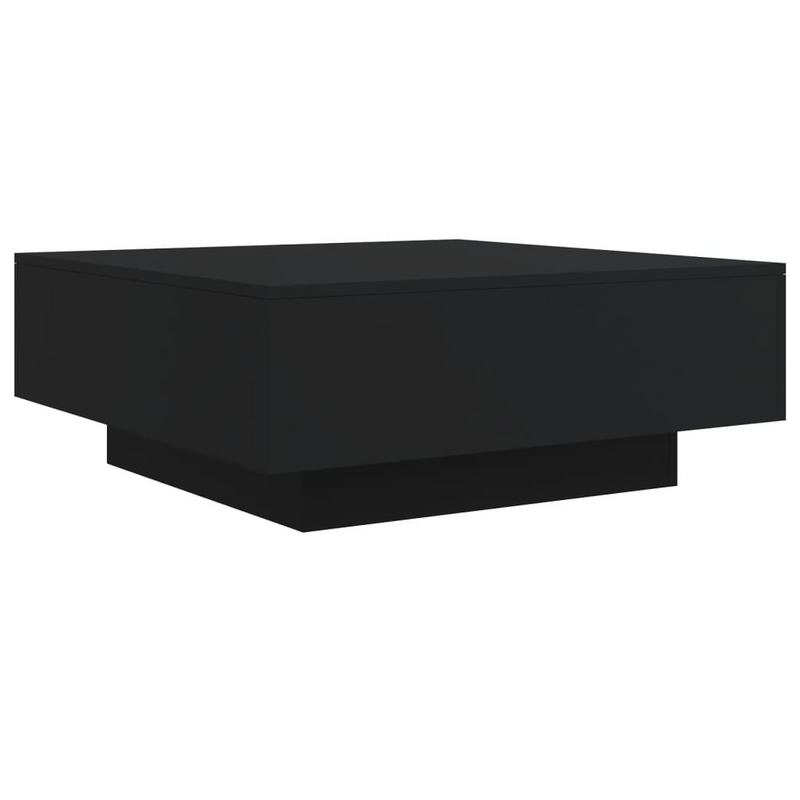 vidaXL Coffee Table with LED Lights Black 31.5"x31.5"x12.2"